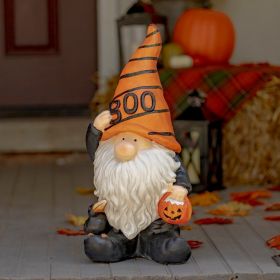 Halloween Garden Gnome Wizard with Cauldron and Orange Hat "The Hobglobins"