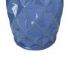 Decorative Ceramic Garden Stool with Faceted Designs, Blue