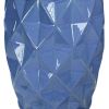 Decorative Ceramic Garden Stool with Faceted Designs, Blue