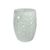 Decorative Ceramic Garden Stool with Honeycomb Designs, White