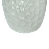 Decorative Ceramic Garden Stool with Honeycomb Designs, White