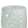 Decorative Ceramic Garden Stool with Honeycomb Designs, White