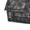 Distressed Metal Birdhouse with Multiple Window Panes, Black