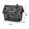 Distressed Metal Birdhouse with Multiple Window Panes, Black