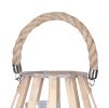 Wooden Lattice Pentagon Lantern with Rope Handle, Beige