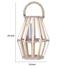 Wooden Lattice Pentagon Lantern with Rope Handle, Beige