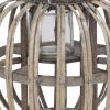 Lattice Design Round Lantern with Glass Hurricane Candle Holder,Small,Brown
