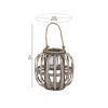Lattice Design Round Lantern with Glass Hurricane Candle Holder,Small,Brown