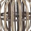 Lattice Design Round Lantern with Glass Candle Holder, Medium, Brown