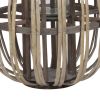 Lattice Design Round Lantern with Glass Candle Holder, Medium, Brown