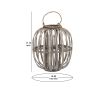 Lattice Design Round Lantern with Glass Candle Holder, Large, Brown