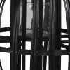 Lattice Design Round Lantern with Glass Candle Holder, Large, Black