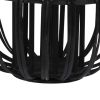 Lattice Design Round Lantern with Glass Candle Holder, Large, Black