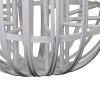 Lattice Design Round Lantern with Glass Hurricane Candle Holder, White