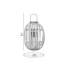 Lattice Design Round Lantern with Glass Hurricane Candle Holder, White