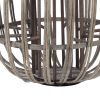 Lattice Design Round Lantern with Glass Hurricane Candle Holder, Brown