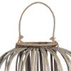 Lattice Design Round Lantern with Glass Hurricane Candle Holder, Brown