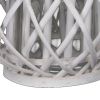 Bellied Shaped Lattice Design Lantern with Glass Candle Holder,Small,White