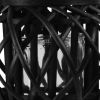 Bellied Shaped Lattice Design Lantern with Glass Candle Holder,Small,Black