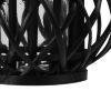 Bellied Shaped Lattice Design Lantern with Glass Candle Holder,Small,Black