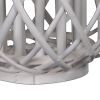 Bellied Shaped Lattice Design Lantern with Glass Candle Holder,Large,White