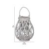 Bellied Shaped Lattice Design Lantern with Glass Candle Holder,Large,White
