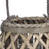 Bellied Shaped Lattice Design Lantern with Glass Candle Holder,Large,Brown
