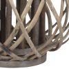 Bellied Shaped Lattice Design Lantern with Glass Candle Holder,Large,Brown