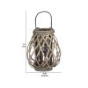 Bellied Shaped Lattice Design Lantern with Glass Candle Holder,Large,Brown