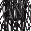 Bellied Shaped Lattice Design Lantern with Glass Candle Holder,Large,Black