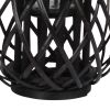 Bellied Shaped Lattice Design Lantern with Glass Candle Holder,Large,Black