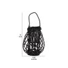 Bellied Shaped Lattice Design Lantern with Glass Candle Holder,Large,Black