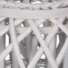 Round Bellied Lattice Design Lantern with Glass Candle Holder,Medium,White