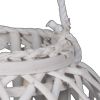 Round Bellied Lattice Design Lantern with Glass Candle Holder,Medium,White