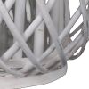 Round Bellied Lattice Design Lantern with Glass Candle Holder,Medium,White