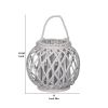 Round Bellied Lattice Design Lantern with Glass Candle Holder,Medium,White