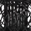 Round Bellied Lattice Design Lantern with Glass Candle Holder,Large,Black