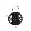 Round Bellied Lattice Design Lantern with Glass Candle Holder,Large,Black