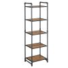 5 Tier Metal Frame Plant Stand with Adjustable Shelves, Brown and Black