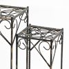 Scrolled Metal Frame Plant Stand with Square Top, Set of 2, Black