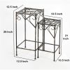 Scrolled Metal Frame Plant Stand with Square Top, Set of 2, Black