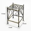 Lattice Cut Out Square Top Plant Stand with Tubular Legs, Small, Black