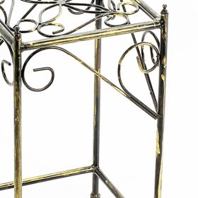 Lattice Cut Square Top Plant Stand with Tubular Legs, Medium, Black