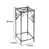 Lattice Cut Square Top Plant Stand with Tubular Legs, Large, Black