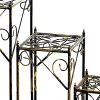 Lattice Cut Square Top Plant Stand with Tubular Legs, Set of 3, Black