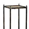 2 Tier Square Stone Top Plant Stand with Metal Frame, Medium, Black and Gray