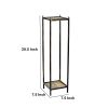 2 Tier Square Stone Top Plant Stand with Metal Frame, Medium, Black and Gray