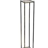 2 Tier Square Stone Top Plant Stand with Metal Frame, Large, Black and Gray