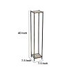 2 Tier Square Stone Top Plant Stand with Metal Frame, Large, Black and Gray