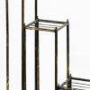 2 Tier Square Slatted Top Plant Stand, Set of 3, Black and Gold